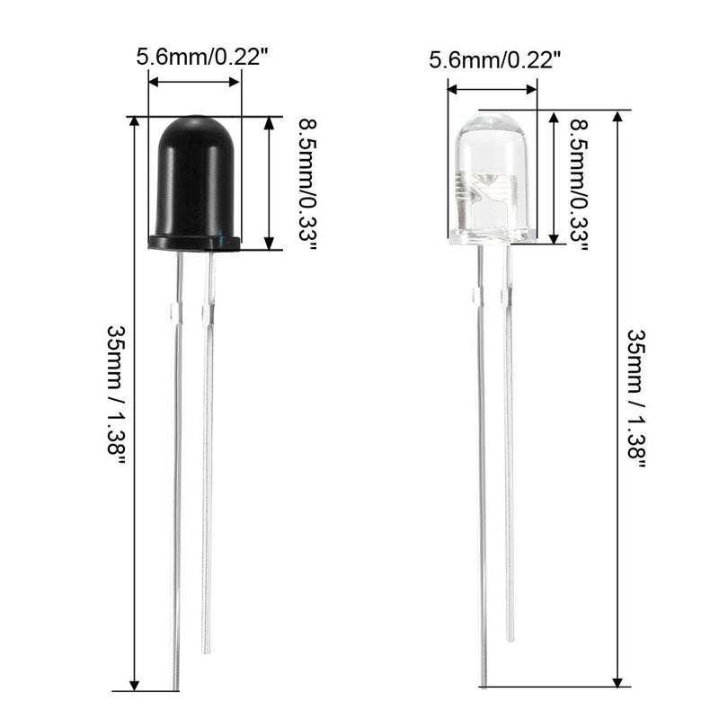 [Australia - AusPower] - uxcell 50pairs 5mm 940nm LEDs Infrared Emitter and IR Receiver Diode DC 1.2V Light Emitting Diodes 