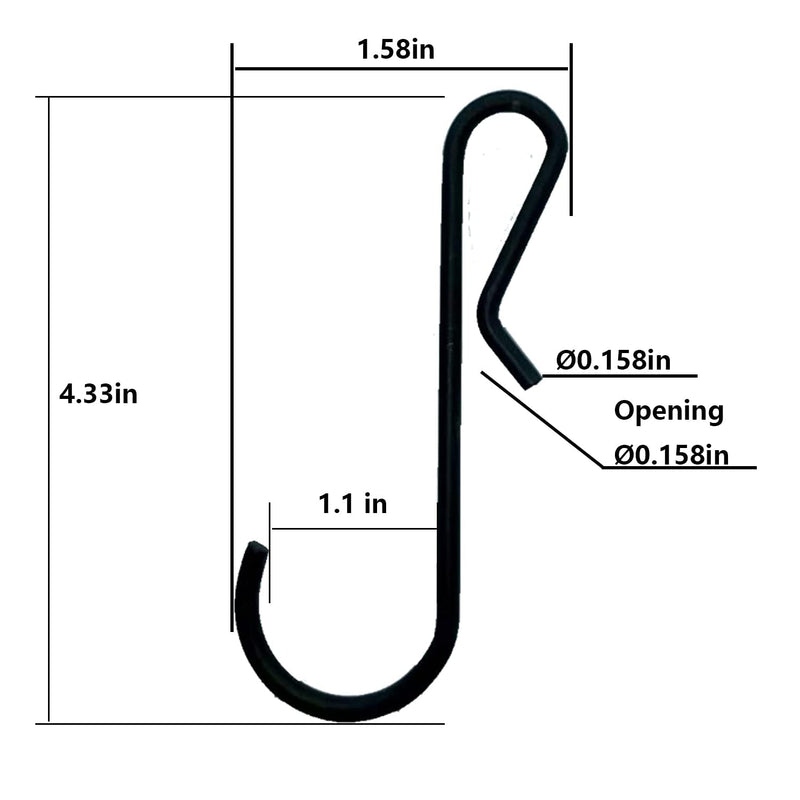 [Australia - AusPower] - 10Pcs Pot Hooks S Hook Anti-Dropping Hook, pan Hooks,can be Used to Hang and Organize cookware, Clothes, Plants, Office Supplies, etc., Large-Size Metal Hook (10Pcs/Black) Black 