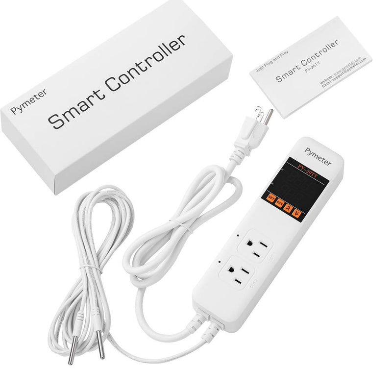 [Australia - AusPower] - Pymeter Digital Temperature Controller Dual Probe Reptile Thermostat Controlled Outlet Cooling Heating Pad Heat Mat Thermostat for Reptiles Homebrew Aquarium Greenhouse Terrarium Carboy Heater 10A 1200W 