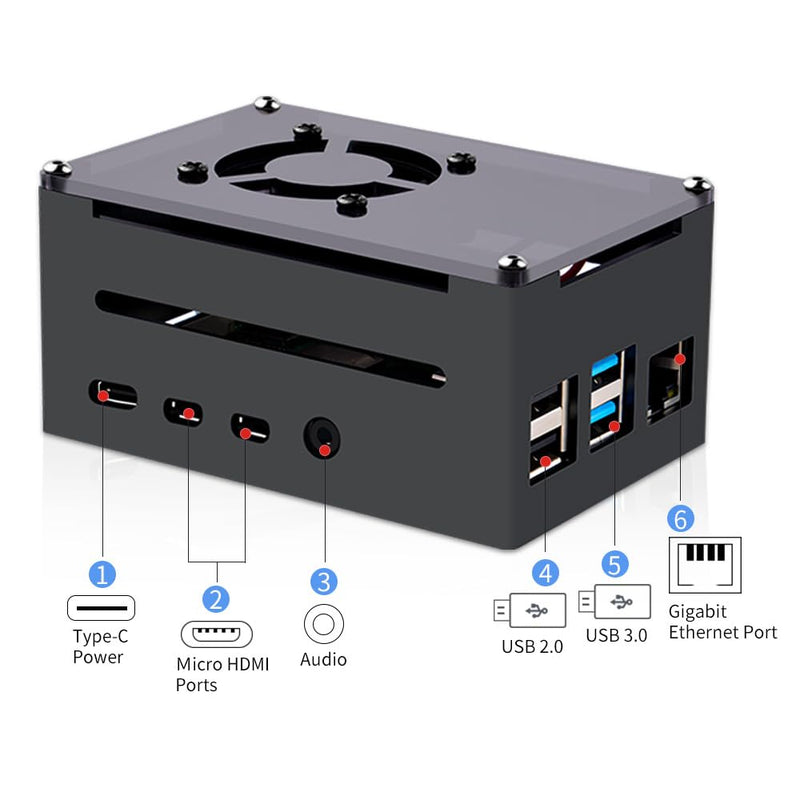 [Australia - AusPower] - GeeekPi Raspberry Pi 4 Case, Raspberry Pi 4 Aluminum Case with Fan, Raspberry Pi 4 Heatsink for Raspberry Pi 4 Model B, High Case Supports POE Hat 