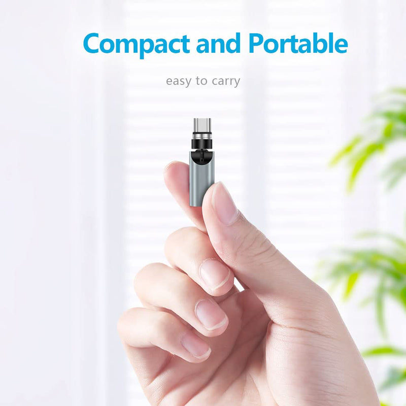 [Australia - AusPower] - USB C Magentic Adapter 540 Degree Rotation 3 in 1 QC 3.0 Fast Charging Max Support 3A, Silver 1pack-silver usb c magnetic adapter 