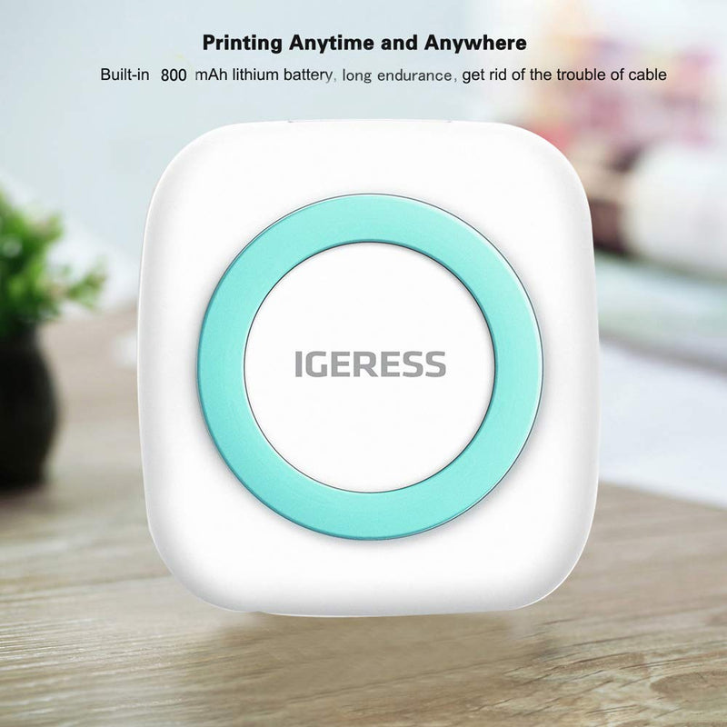 [Australia - AusPower] - Mini Printer, IGERESS Wireless Bluetooth Pocket Thermal Printer, Sticker Printer, Portable Notes Picture Printer Receipt Paper Printer Compatible with iOS and Android 