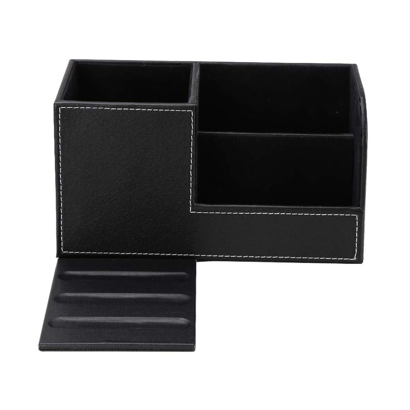 [Australia - AusPower] - GORESE Leather Desk Organizer, Multifunctional Pen Organizer for Home and Office,Pen Holder for Desk, Office Supply Caddy for Scissors, Note,Clips and Stapler(Black-1918) 