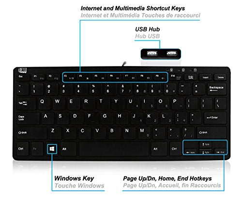 [Australia - AusPower] - Adesso SlimTouch 510 Mini Keyboard with USB Hubs (AKB-510HB) 