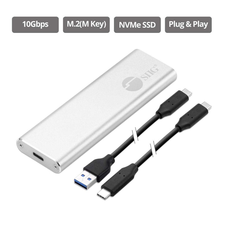 [Australia - AusPower] - SIIG USB C Nvme SSD Portable Enclosure, 10Gbps USB 3.1 Gen 2 to NVMe SSD, M.2 PCIe Nvme SSD Adapter Enclosure - Support Windows/Mac OS (JU-SA0W11-S1) 