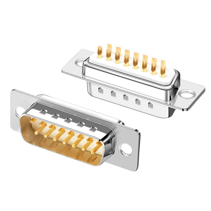 [Australia - AusPower] - Jienk 10PCS DB15 RS232 Serial D-SUB Solder Cup Connectors, Gold Plated Joints RS232 Serial Port 15Pin D Sub Couplers(Male x 5, Female x 5) 