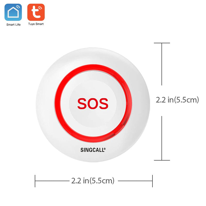 [Australia - AusPower] - SINGCALL Tuya WiFi Smart Wireless Caregiver Pager Calling System Nurse Calling Alert Pager System for Home Elderly Patient Seniors Disabled 1 Waterproof SOS Emergency Button 1 Plugin Receiver 