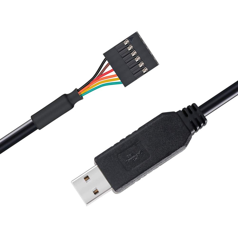 [Australia - AusPower] - DTECH FTDI USB to TTL Serial 5V Adapter Cable 6 Pin 0.1 inch Pitch Female Socket Header UART IC FT232RL Chip Windows 11 10 8 7 Linux MAC OS (6ft, Black) 6ft/1.8m 