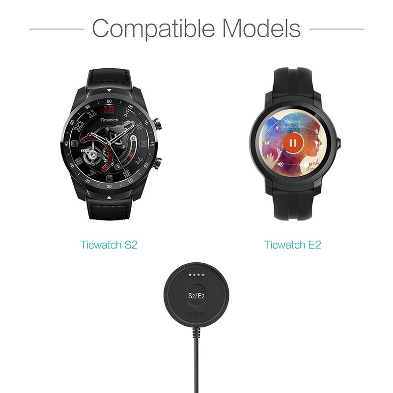 [Australia - AusPower] - TUSITA Charger Compatible with Ticwatch E2 S2 - USB Charging Cable 100cm - Smartwatch Accessories 