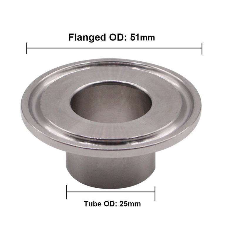 [Australia - AusPower] - DERNORD Stainless Steel Tri-clamp (Tri-Clover Clamp) + 2 Pcs SUS304 Sanitary Pipe Weld Ferrule + FKM Gasket (1 Inch) 1 Inch 