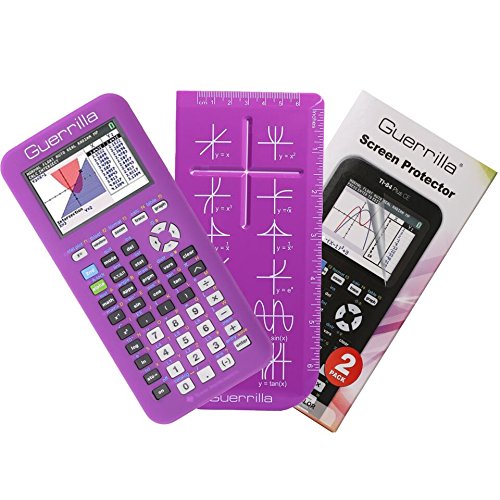 [Australia - AusPower] - Guerrilla Silicone Case for Texas Instruments TI-84 Plus CE Color Edition Graphing Calculator With Screen protector and Graphing Ruler, Purple 