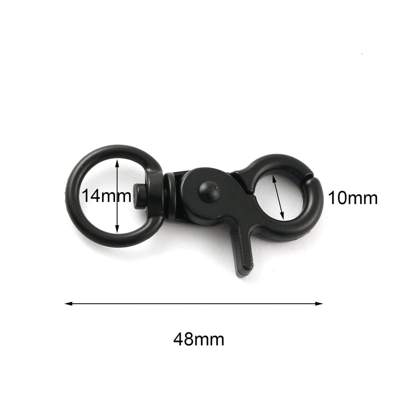 [Australia - AusPower] - heyous 4pcs Zinc Alloy Trigger Snap Hooks, 48mm 360 Degree Swivel Spring Buckle Metal Swivel Clips Heavy Duty Snaps Hook for Webbing, Straps, Wires, Cords, Pet Collars, Leather Belt etc., Black 