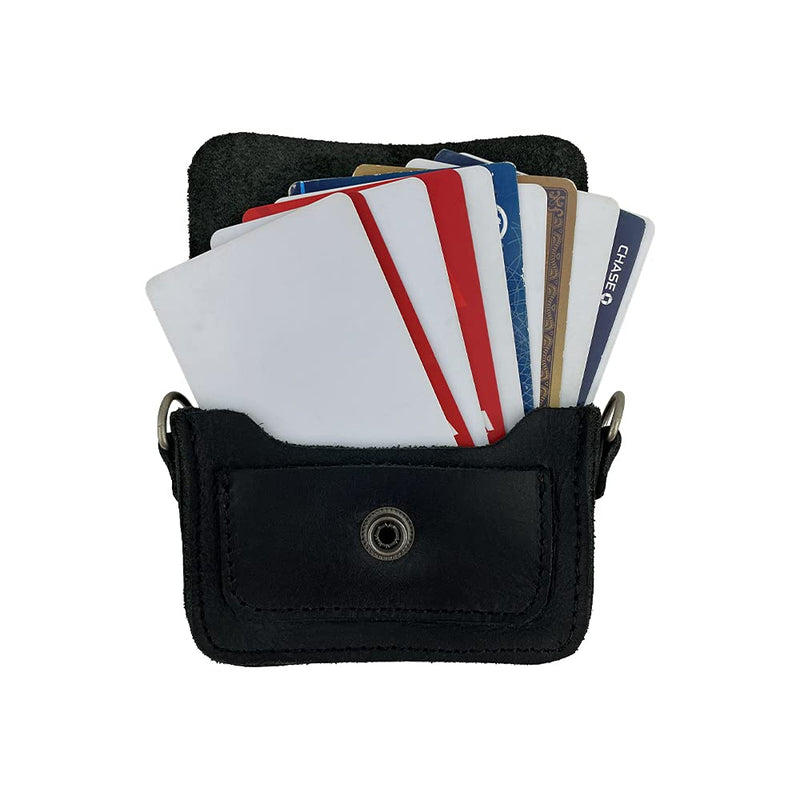 [Australia - AusPower] - Hide & Drink, Leather Mini Briefcase Card Holder, Holds Up to 10 Cards Plus Folded Bills, Case, Cash Organizer, Accessories, Handmade Includes 101 Year Warranty (Charcoal Black) Charcoal Black 