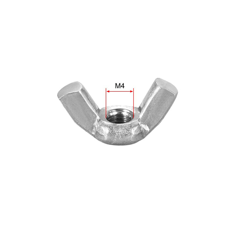 [Australia - AusPower] - uxcell M4 Wing Nuts, Stainless Steel 304 Fasteners Parts Hurrican Screws Hand Twist Tighten Ear Butterfly Nut, 20pcs 