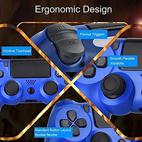[Australia - AusPower] - AUGEX 2 Pack Game Controllers Compatible for PS4,Wireless Controller Work with Playstation 4 Console;AUGEX Remote Control with Two Motors Game Joystick (Berry Blue and Blue) Berry Blue 