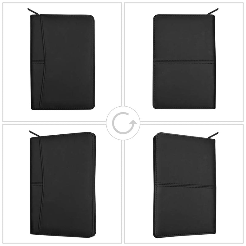 [Australia - AusPower] - DAKX Padfolio for Women&Men, Zippered Business Portfolio, Leather Padfolio Portfolio Binder 5.3 x 8 inch Writing Pad, Black 