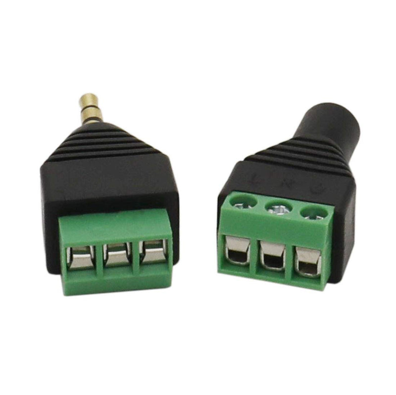 [Australia - AusPower] - Didamx 10Pcs 3.5mm Stereo TRS Audio Video Male / Female to 3 Screw Terminal Balun Converter Adapter Connectors 
