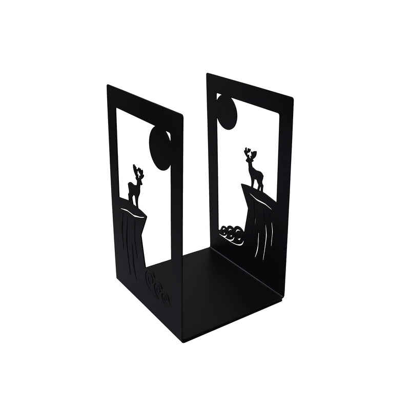 [Australia - AusPower] - Enyuwlcm Metal Bookend Decorative Book End Shelves Holder with Nonskid Base 1 Pair Deer Black Black Deer 