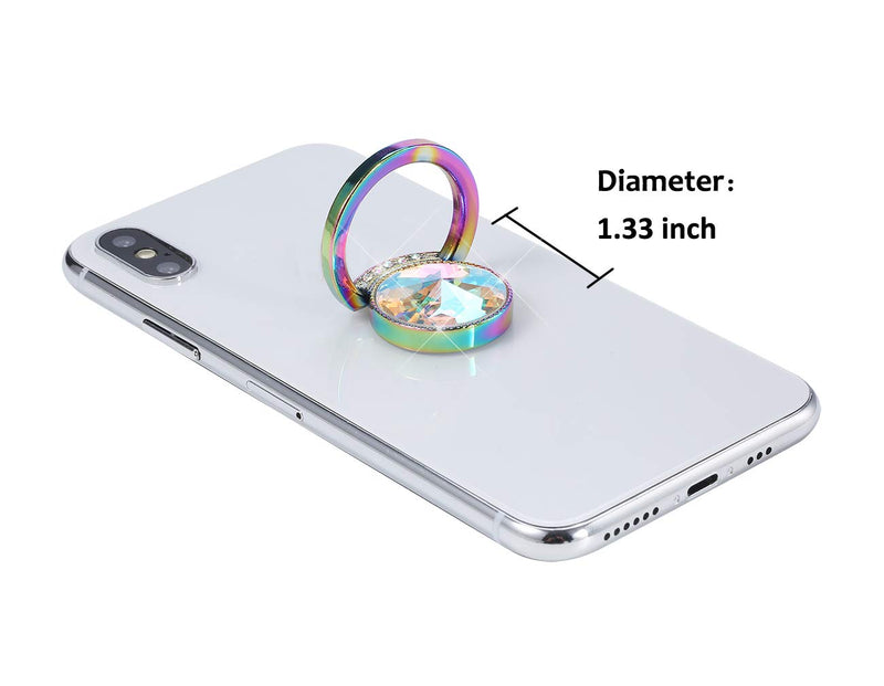 [Australia - AusPower] - lenoup Iridescent Glitter Bling Bling Phone Ring Holder,Sparkle Phone Ring Artificial Diamond Stand,Rhinestone Cell Phone Finger Ring(Rainbow) 