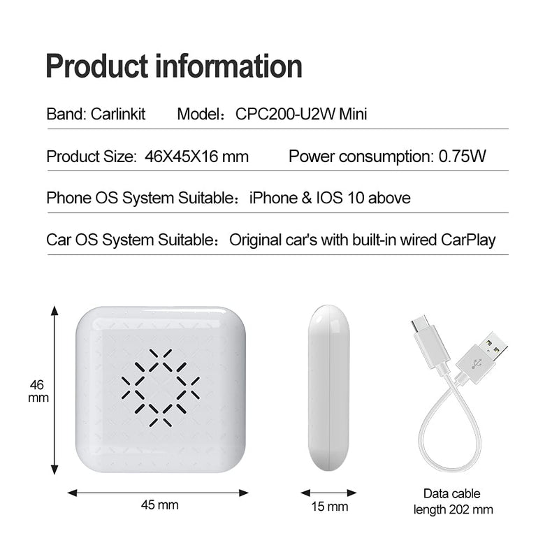 [Australia - AusPower] - 2022 CarlinKit 3.0 Wireless CarPlay Adapter Dongle. Compatible with 98% Factory Wired CarPlay Cars, Wired CarPlay to Wireless CarPlay, Have Faster Wi-Fi 5G Support i0S auto Connect One-Click Upgrade 