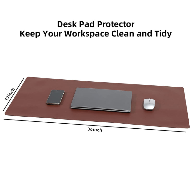 [Australia - AusPower] - Wolaile Desk Blotter Pad,36x17 inch PU Leather Computer Mouse Mat,Non-Slip Waterproof Writing Desktop Protector for Office Home,Large,Brown 36"x17" Brown 