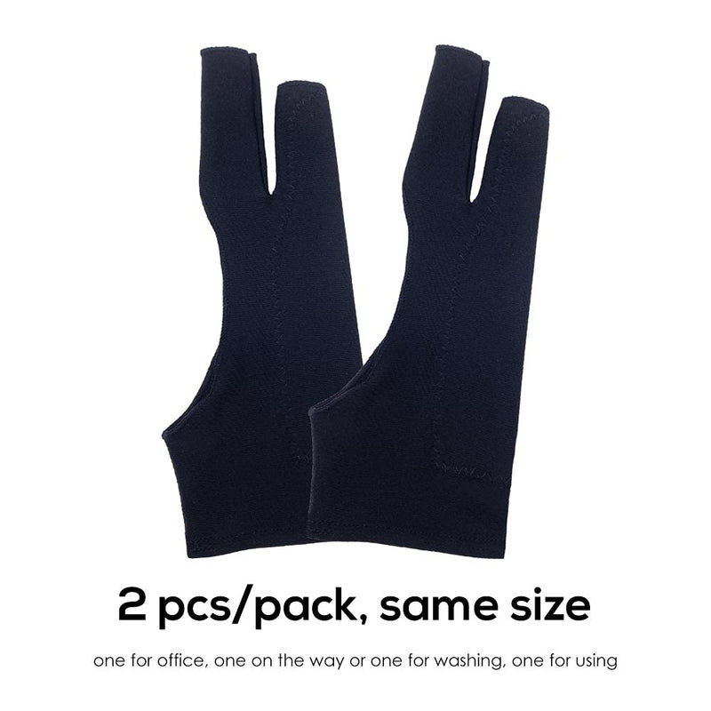[Australia - AusPower] - Timebetter Artist Drawing Glove, Digital Art Glove for Tablet iPad, Palm Rejection, Two Open Finger, Fit Left Right Hand - L, Pack of 2 2 Finger, Tip Open 