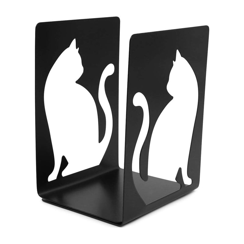 [Australia - AusPower] - Unique Hollow Out Design Cat Bookends Student Book Ends Metal Office Desk School Library Decoration Bookshelf Book Organizer for Christmas Birthday Gift 