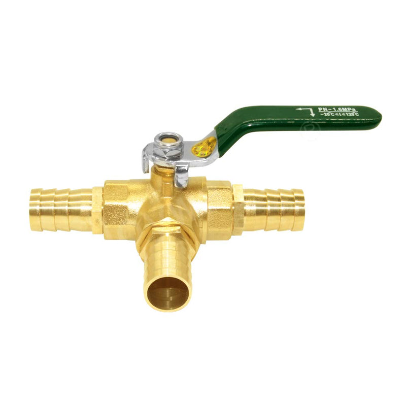 [Australia - AusPower] - Joywayus 3 Way Shut Off 1/4" Thread Ball Valve with 3/8" Hose Barb T Shaped Brass Fitting One Switch 