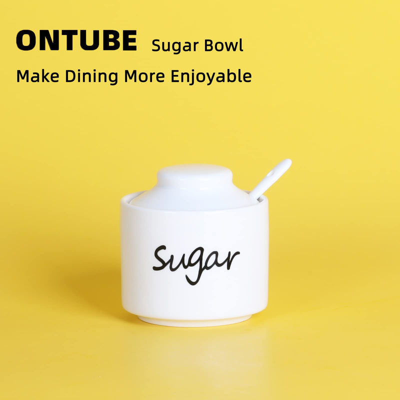 [Australia - AusPower] - ONTUBE Ceramic Sugar Bowl with Lid and Spoon,Porcelain Sugar Pot,8oz (White) White 