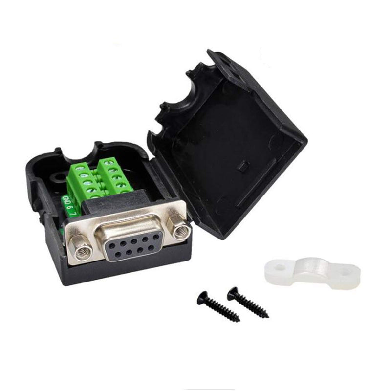 [Australia - AusPower] - F-ber Connector DB9 RS232 D-SUB Female Adapter Serial 9 Pin Port DB9 COB Breakout Terminal Connector Signal Module with Case (Female with Nuts) Female w/ Nuts 