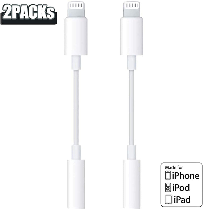 [Australia - AusPower] - Apple MFi Certified Lightning to 3.5 mm Headphone Jack Adapter, esbeecables 2 Pack iPhone Earphones/Headphones Converter Aux Audio Jack Dongle, Compatible with 13/12/SE/11/XS/XR/X/8/7, Support All iOS 