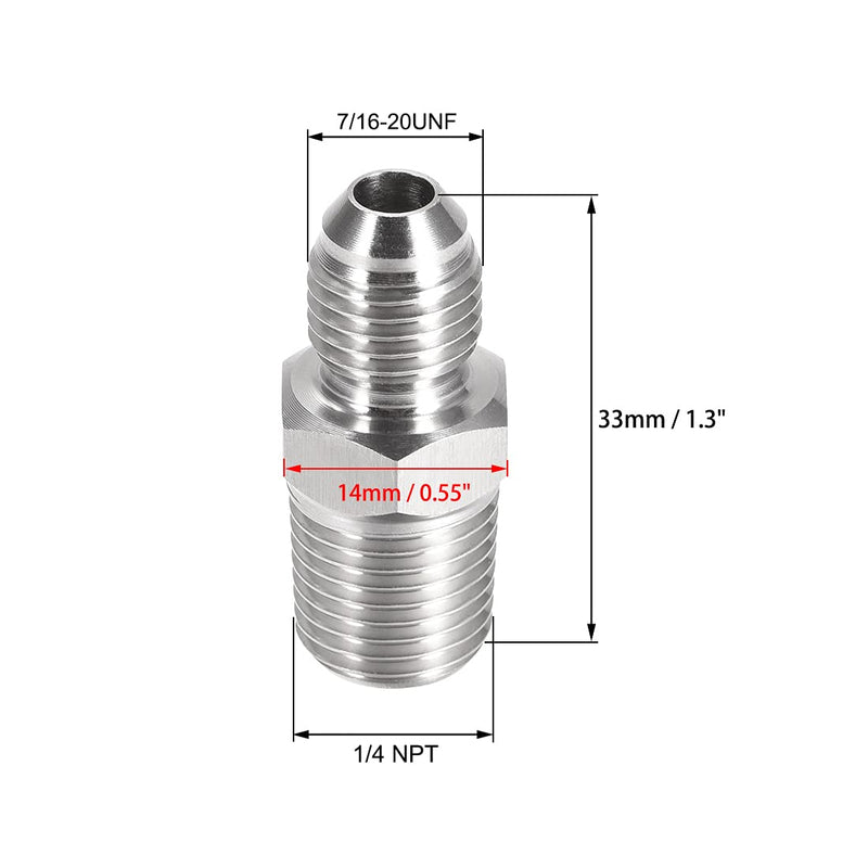 [Australia - AusPower] - uxcell Hex Nipple 1/4 NPT X 7/16-20UNF 304 Stainless Steel Pipe Tube Fitting 4Pcs 