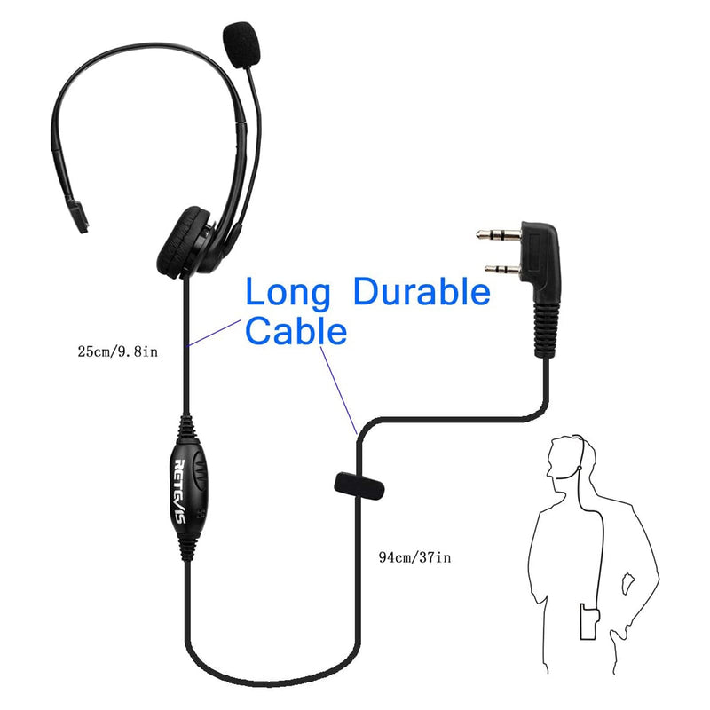 [Australia - AusPower] - Retevis Two Way Radio Earpiece with Mic Noise Cancelling Headset for Retevis H-777 RT21 RT22 RT68 Baofeng UV-5R UV-82 BF-F8HP Walkie Talkies (1 Pack) 