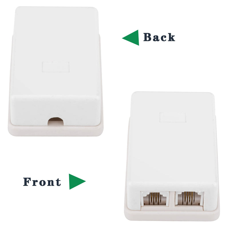 [Australia - AusPower] - Phone Jack Surface Mount Dual Port Telephone Jack Box with 2 RJ11 6P4C Female Outlets 2pack white 