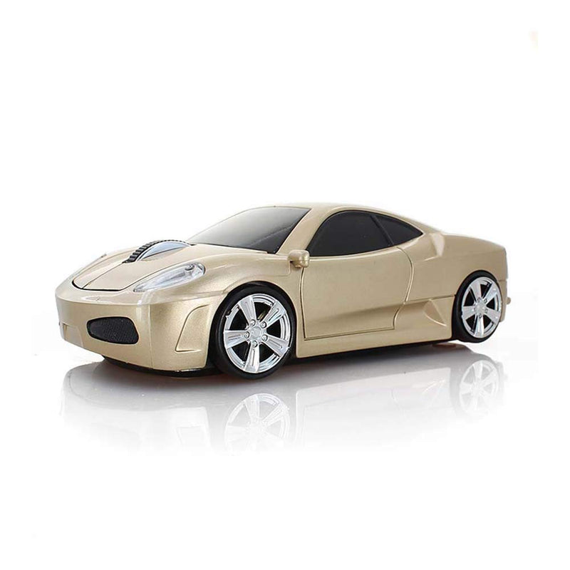 [Australia - AusPower] - ECOiNVA Wireless Sports Car Mouse Optical 2.4G Nano USB AA Battery Desktop Laptop Mice (Gold) Gold 