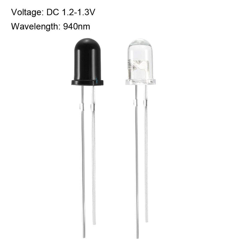 [Australia - AusPower] - uxcell 50pairs 5mm 940nm LEDs Infrared Emitter and IR Receiver Diode DC 1.2V Light Emitting Diodes 
