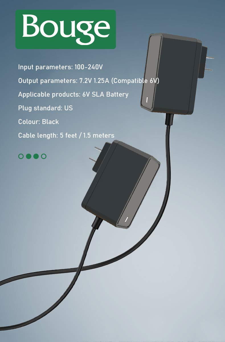 [Australia - AusPower] - Bouge 6 Volt Battery Charger for Moultrie Battery, ExperPower Battery, Motorcycle Battery, Interatate Batteries, Wildgame Innovations, Mighty Max Battery, Deer Feeder Battery Charger 6V Battery Charger 