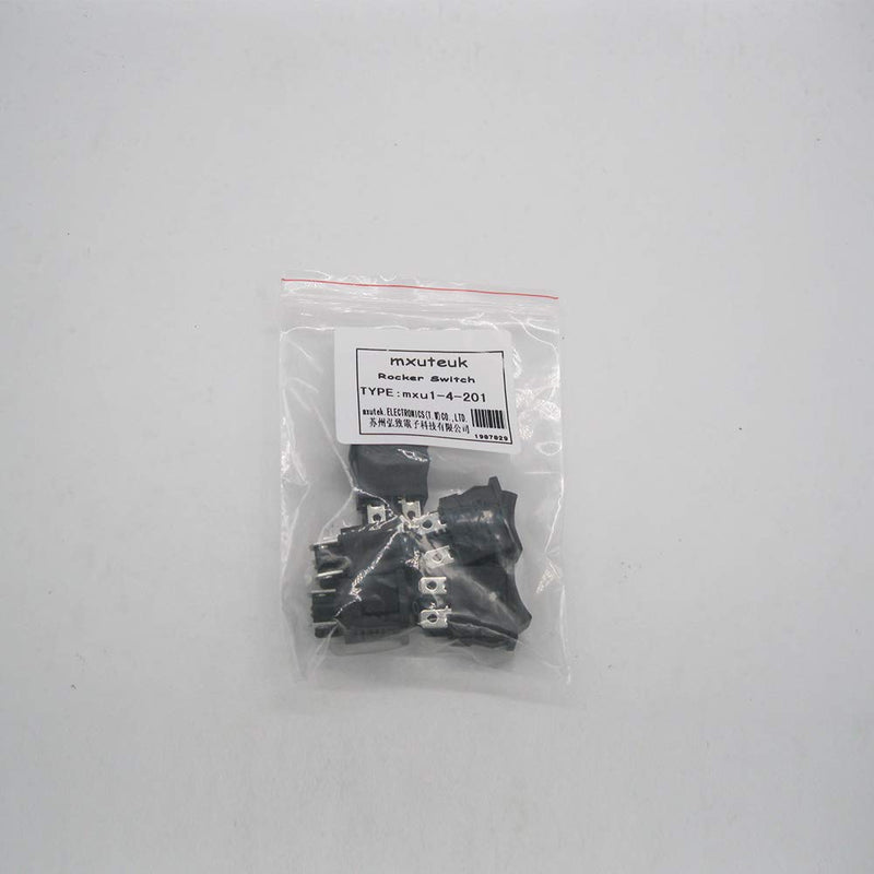 [Australia - AusPower] - mxuteuk 5pcs Snap-in DPST Rocker Switch Toggle Power ON-Off Switch 4 Pin AC 250V 6A 125V 10A, Use for Car Auto Boat Household Appliances MXU1-4-201 4 Pin Black ON-OFF 