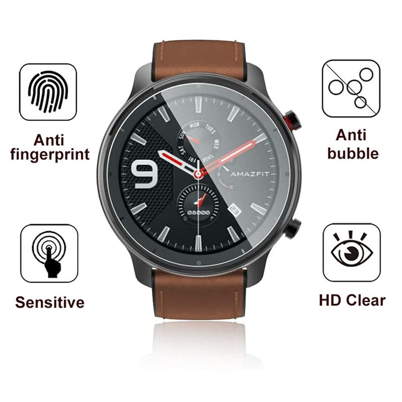[Australia - AusPower] - 3-Pack Compatible with Amazfit GTR 47mm Screen Protector Tempered Glass, Protective Film for Smartwatch [2.5D 9H Hardness][Anti-Scratch] 