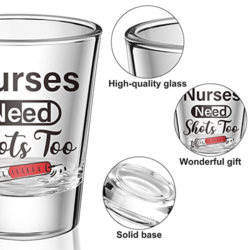 [Australia - AusPower] - Nurse Need Shots Too Shot Glass, Funny Glass Gift for Women and Male Nurses Mom Sister or Friend Present for Nursing School Student Graduation Nurses Day Birthday Party 2 oz (2, 1.97 x 2.36 Inches) 2 Count (Pack of 1) 