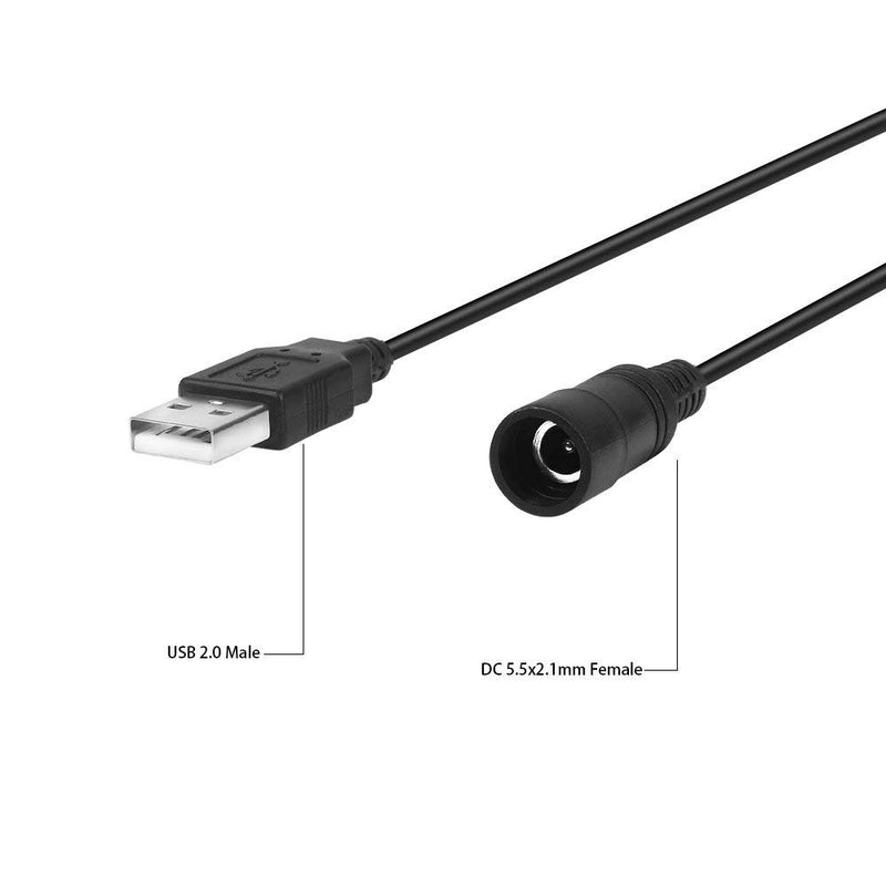[Australia - AusPower] - Electop USB 2.0 Male to DC 5.5x2.1mm Female DC Power Extension Adapter Cable 