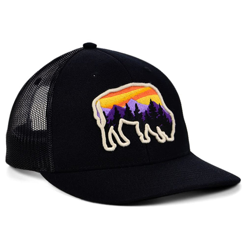[Australia - AusPower] - Local Crowns Generic Fish Night Views Mountain Trucker Adjustable Snapback Black/Generic Fish Patch Cap Black/ Generic Fish Patch 