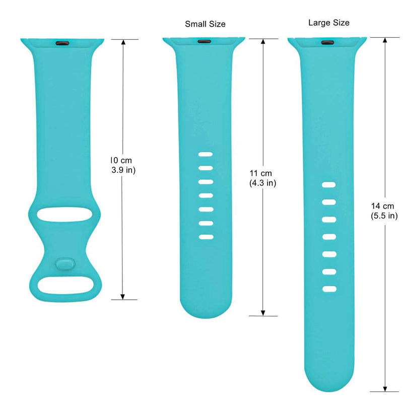 [Australia - AusPower] - Replacement Watch Bands Compatible with Apple Watch 6/ 5/ 4/ 3/ 2/ 1/ SE, Soft Silicone 38mm/ 40mm/ 42mm/ 44mm Accessory Sport Wristband Strap for iWatch (Sugar Teal, 42/44 mm - Small Size) Sugar Teal 