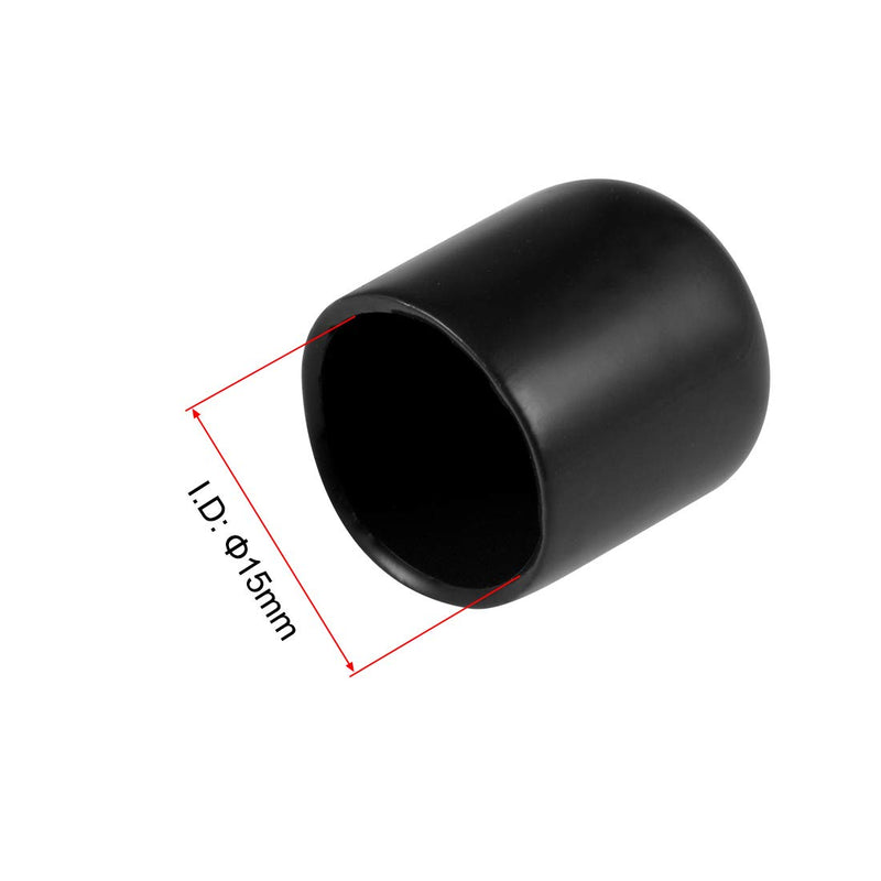 [Australia - AusPower] - uxcell 20pcs Rubber End Caps 15mm ID Vinyl Round Tube Bolt Cap Cover Thread Protectors Black 