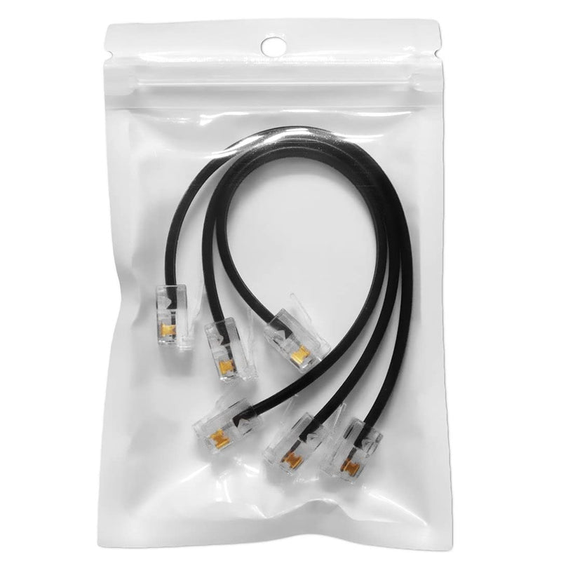 [Australia - AusPower] - (3 Pack) 6 Inch Short Telephone Cable RJ11 Male to Male, 6P4C Phone Line Cord (6 Inches, Black) 6 Inches 