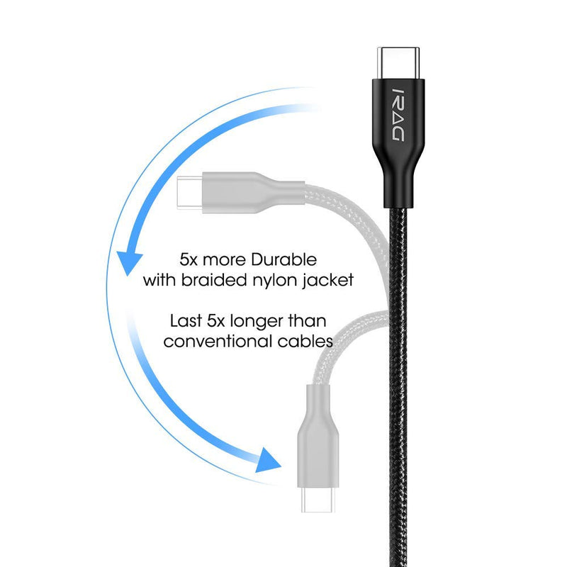 [Australia - AusPower] - iRAG 2 Pack Charger Cable for Google Pixel 6/6 Pro/5a/5/4a 5G/4a/4/4XL/3a/3a XL/2/2XL/3/3XL - Braided 6FT USB Type C to A Fast Charging Cord 