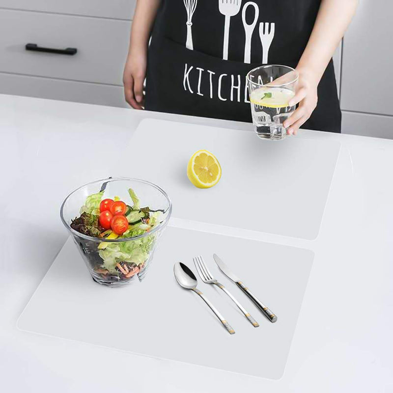 [Australia - AusPower] - Plastic Placemats for Dining Table, Translucent Placemats, 8 Pcs Heat Resistant, Washable Dining or Kitchen Table Mat,(12x14.2 Inch) 12x14.2 Inch-8 Pack 