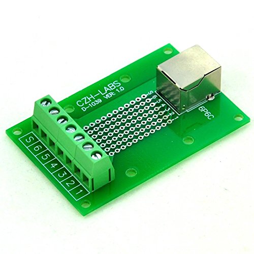 [Australia - AusPower] - Electronics-Salon RJ11/RJ12 6P6C Right Angle Jack Breakout Board, Terminal Block Connector. 