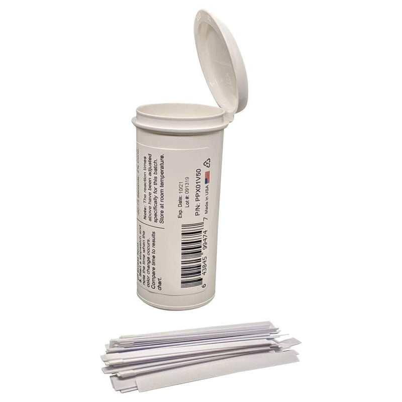 [Australia - AusPower] - Very High Level Hydrogen Peroxide H2O2 Test Strips, 2-10%, Time Based Test [Vial of 50 Strips] 
