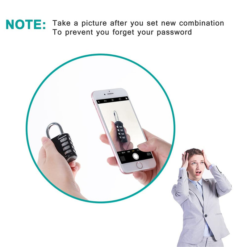 [Australia - AusPower] - ZHEGE Gym Lock, 4 Digit Combination Lock for Locker, Fence, School, Toolbox, Hasp Storage (Black) 1P 1Black 
